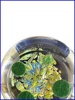 Vintage Yaffa & Jeff Todd Signed 1985 Floral Millefiori Art Glass Paperweight
