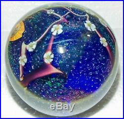 Vintage ZELLIQUE Art Glass PAPERWEIGHT Butterfly Flowers Signed