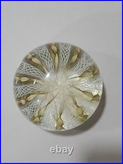 Vintage Zanfirico Murano Gold Ribbon Swirl Glass Paperweight