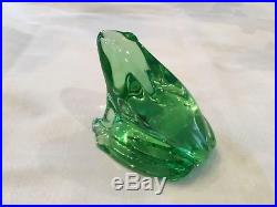 Vintage baccarat green frog paperweight figurine Fine French crystal retired