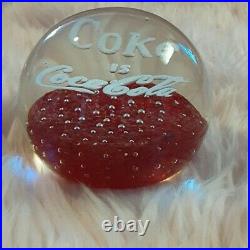 Vintage glass Coke is Coca Cola paperweight