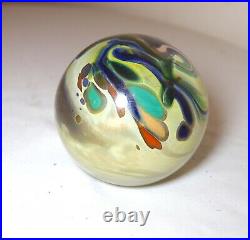 Vintage hand blown aurene studio art glass John Macpherson paperweight sphere