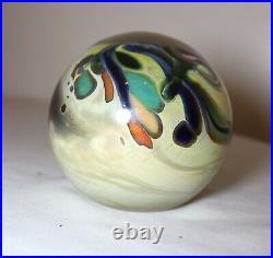 Vintage hand blown aurene studio art glass John Macpherson paperweight sphere