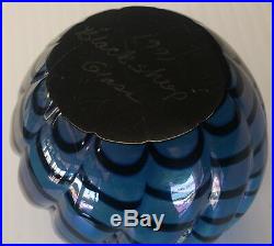 Vintage paperweight, blue & black, signed 1991 Black Sheep Glass, rrr12195