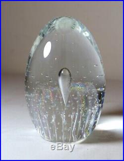 Vintage signed Robert Stephan 1984 hand blown art studio glass paperweight egg