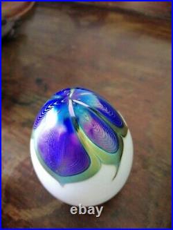 Vintage signed, numbered Orient & Flume iridescent art glass paperweight
