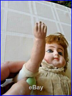 Vintage wax over composition doll, glass paperweight blue eyes 18