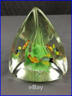 VntG Italian Murano Art Glass 3 Fish Aquarium Paper Weight Barbini Cenedese