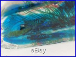 Vntg MURANO Art Glass Fish Aquarium Block Paperweight Sculpture Original Label