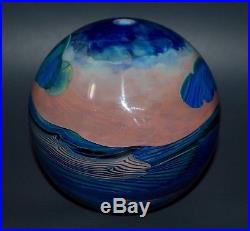 Vtg76 John Lewis Signed Dated Moon/Clouds Studio Art Glass Vase Paperweight