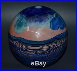 Vtg76 John Lewis Signed Dated Moon/Clouds Studio Art Glass Vase Paperweight