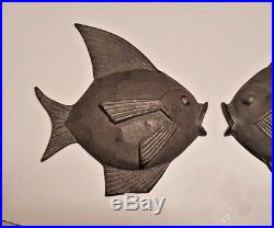 Vtg 1940's Cast Aluminum Art Deco Frankart Style Kissing Fish Paperweights