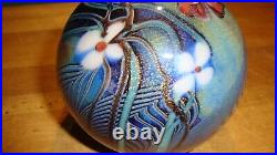 Vtg. 1979-ButterFly Flowers/ and design Glass Paperweight 1 lb