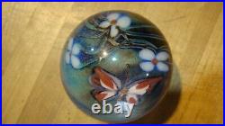 Vtg. 1979-ButterFly Flowers/ and design Glass Paperweight 1 lb