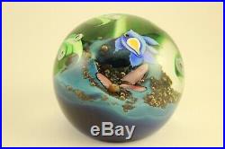 Vtg 1979 Orient & Flume Oceanic Sea Bottom with Blue Fish Art Glass Paperweight