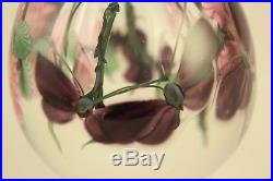 Vtg 1984 Lundberg Art Glass Rare Butterfly Flower Egg Paperweight Salazar Signed