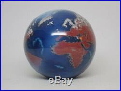 Vtg 1990 James Lundberg Studios Globe Earth Signed Number Glass Paperweight 3.5