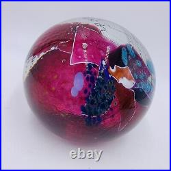 Vtg 1993 Signed Studio Art Glass Magnum Paperweight Pink Blue Purple Jelly Orb
