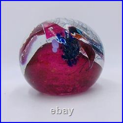 Vtg 1993 Signed Studio Art Glass Magnum Paperweight Pink Blue Purple Jelly Orb