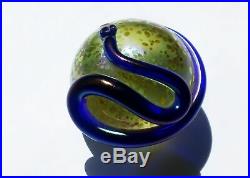 Vtg 1994 Signed/numbered Correia Mottled Gold Orb Glass Snake Paperweight