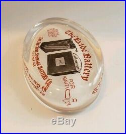 Vtg. Antique White Back Glass Advertising Paperweight The Exide Battery Phil PA