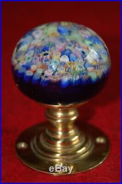 Vtg Art Glass Millefiori Brass Door Knob Paperweight Perthshire Scotland Euc #1