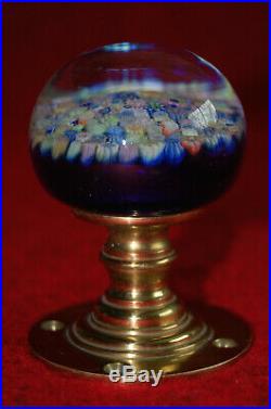 Vtg Art Glass Millefiori Brass Door Knob Paperweight Perthshire Scotland Euc #1