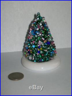 Vtg CAPE COD GLASS WORKS Millefiori Latticino Christmas Tree Paperweight