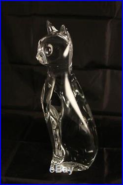 Vtg Crystal Art Glass Baccarat 12 Cat Sculpture Figurine Signed Robert Rigot