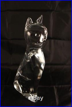 Vtg Crystal Art Glass Baccarat 12 Cat Sculpture Figurine Signed Robert Rigot