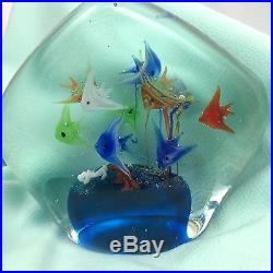 Vtg LG 3D Colorful Aquarium Multi 10 Angel Fish Reef Paperweight Murano 5