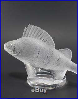 Vtg. Lalique France Crystal Poisson Perch Fish Paperweight Car Mascot Figurine