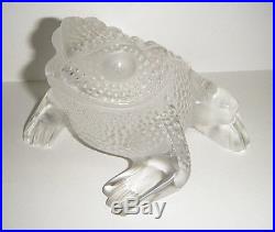 Vtg Lalique France Studio Art Glass Large Bull Frog/toad Paperweight Figurine