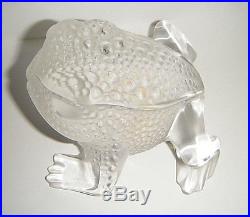 Vtg Lalique France Studio Art Glass Large Bull Frog/toad Paperweight Figurine