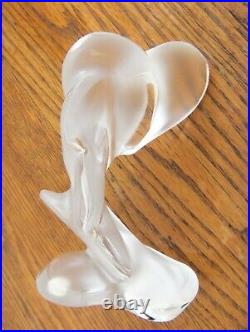 Vtg Lalique Paris France Signed & Labeled Crystal Hearts Paperweight Figurine