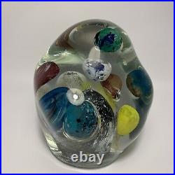 Vtg Large 15lb Signed Lisa Leydon Universe Multi Planet Art Glass Paperweight