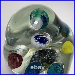 Vtg Large 15lb Signed Lisa Leydon Universe Multi Planet Art Glass Paperweight