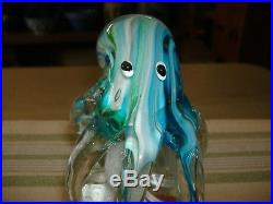 Vtg Large Heavy MURANO Art Glass Octopus & Jellyfish Paperweight Mint withSticker