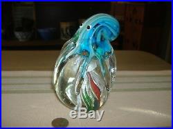 Vtg Large Heavy MURANO Art Glass Octopus & Jellyfish Paperweight Mint withSticker