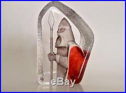 Vtg Mats Jonasson of Sweden Discontinued Red Viking With Spear Paperweight
