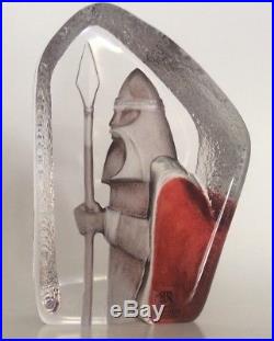 Vtg Mats Jonasson of Sweden Discontinued Red Viking With Spear Paperweight