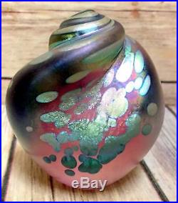 Vtg Maytum Studio Purple Art Glass Paperweight Iridescent Seashell 1991 Signed