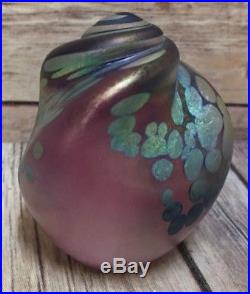 Vtg Maytum Studio Purple Art Glass Paperweight Iridescent Seashell 1991 Signed