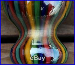 Vtg Murano Glass Art Footed Door Knob Rainbow Cane Striped Marble Paperweight