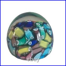 Vtg Murano Glass Confetti Paperweight Fratelli Taso Millefiori Small Multi Color