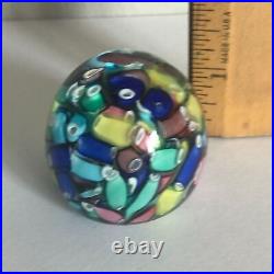 Vtg Murano Glass Confetti Paperweight Fratelli Taso Millefiori Small Multi Color