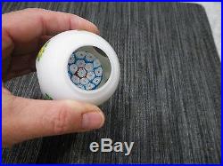 Vtg Murano Toso Encased Millifiori Paperweight Cut To Clear Handpainted Flowers
