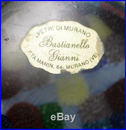 Vtg Murano Venetian Glass Latticino Millefiori Patchwork Paperweight Orig Label