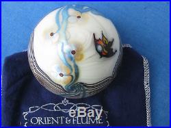 Vtg ORIENT AND FLUME ANGEL FISH PAPERWEIGHT Aqua Blue/White, 2 7/8,1976, w. Box