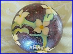 Vtg. ORIENT AND FLUME FLORAL PAPERWEIGHT Rust/Multi, 2.75, Cert & Box, 1976